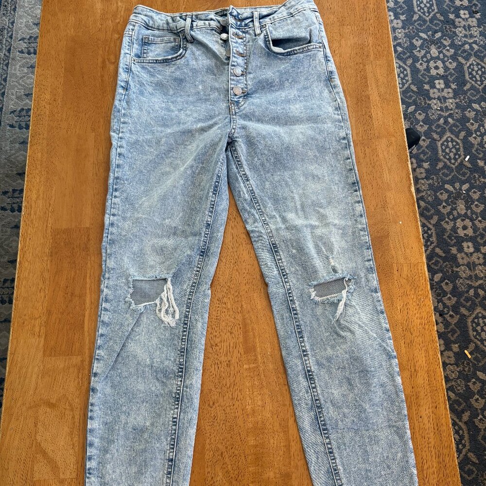 Wild Fable Acid Wash Button Fly High Rise Super Skinny Jeans Size 8 Distressed